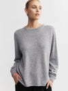 Cashmere Featherweight Oversize Crew - Dark Grey Melange