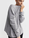 Cashmere Featherweight Oversize Crew - Dark Grey Melange