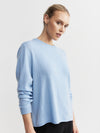 Cashmere Featherweight Oversize Crew - Malibu Blue