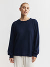 Cashmere Featherweight Oversize Crew - Navy