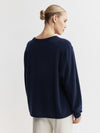 Cashmere Featherweight Oversize Crew - Navy