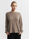 Cashmere Featherweight Oversize Crew - Walnut