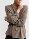 Cashmere Featherweight Oversize Crew - Walnut