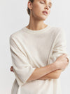 Cashmere Featherweight Oversize Tee - Cream