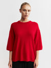 Cashmere Featherweight Oversize Tee - Red