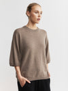 Cashmere Featherweight Oversize Tee - Walnut