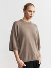 Cashmere Featherweight Oversize Tee - Walnut