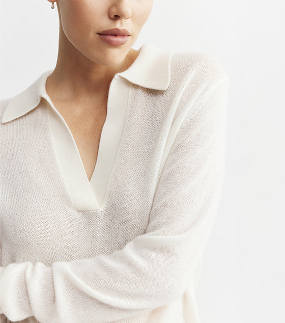 Featherweight Cashmere Polo - Cream