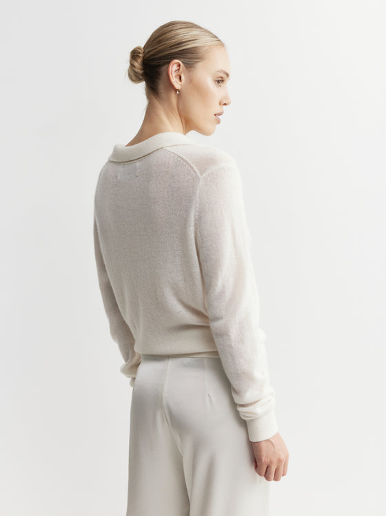 Featherweight Cashmere Polo - Cream