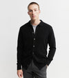 Mens Cashmere Cardigan with Collar - Black