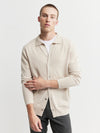 Mens Cashmere Cardigan with Collar - Sand