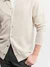 Mens Cashmere Cardigan with Collar - Sand