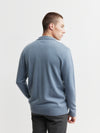 Mens Cashmere Cardigan with Collar - Steel Blue