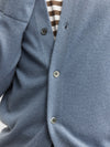 Mens Cashmere Cardigan with Collar - Steel Blue