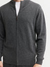 Mens Cashmere Full Zip Cardigan - Graphite