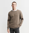 Mens Cashmere Crew Stripe Sleeve - Walnut/Cacao