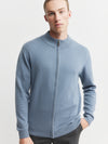 Mens Cashmere Full Zip Cardigan - Steel Blue