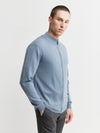 Mens Cashmere Full Zip Cardigan - Steel Blue