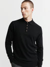 Mens Cashmere Long Sleeve Polo - Black