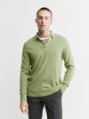 Mens Cashmere Long Sleeve Polo - Sage