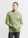 Mens Cashmere Long Sleeve Polo - Sage