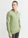 Mens Cashmere Long Sleeve Polo - Sage