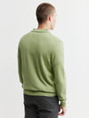 Mens Cashmere Long Sleeve Polo - Sage