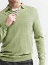 Mens Cashmere Long Sleeve Polo - Sage