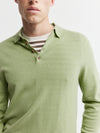 Mens Cashmere Long Sleeve Polo - Sage