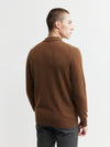 Mens Cashmere Long Sleeve Polo - Tan