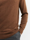 Mens Cashmere Long Sleeve Polo - Tan