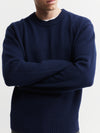 Mens Cashmere Relaxed Crew - Navy