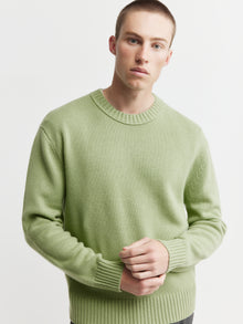  Mens Cashmere Relaxed Crew - Sage