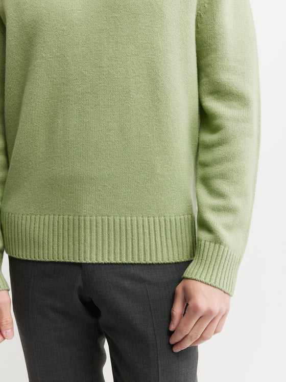 Mens Cashmere Relaxed Crew - Sage