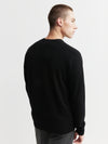 Mens Cashmere Saddle Crew - Black