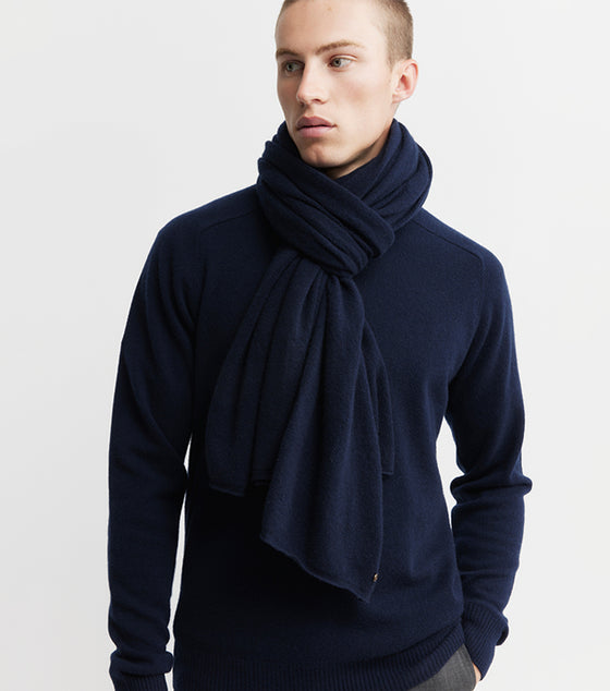 Mens Cashmere Saddle Crew - Ink