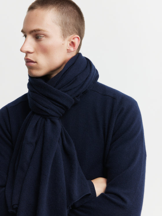 Cashmere Travel Wrap & Bag - Dark Navy