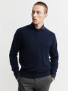 Mens Cashmere Saddle Crew - Ink