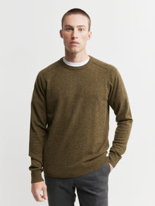  Mens Cashmere Saddle Crew - Moss