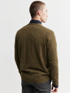 Mens Cashmere Saddle Crew - Moss