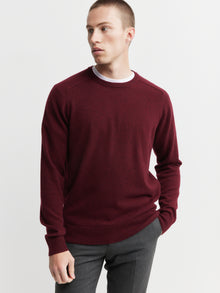  Mens Cashmere Saddle Crew - Shiraz