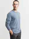 Mens Cashmere Saddle Crew - Steel Blue