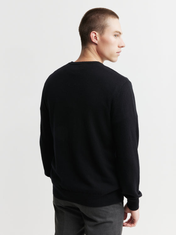 Mens Essential Cashmere V Sweater - Black