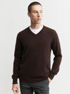 Mens Essential Cashmere V Sweater - Chocolate