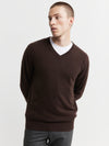 Mens Essential Cashmere V Sweater - Chocolate