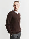 Mens Essential Cashmere V Sweater - Chocolate