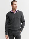 Mens Essential Cashmere V Sweater - Charcoal Donegal