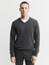 Mens Essential Cashmere V Sweater - Charcoal Donegal