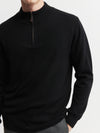 Mens Essential Cashmere 1/4 Zip Sweater - Black/Navy