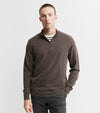 Mens Essential Cashmere 1/4 Zip Sweater - Brown Melange